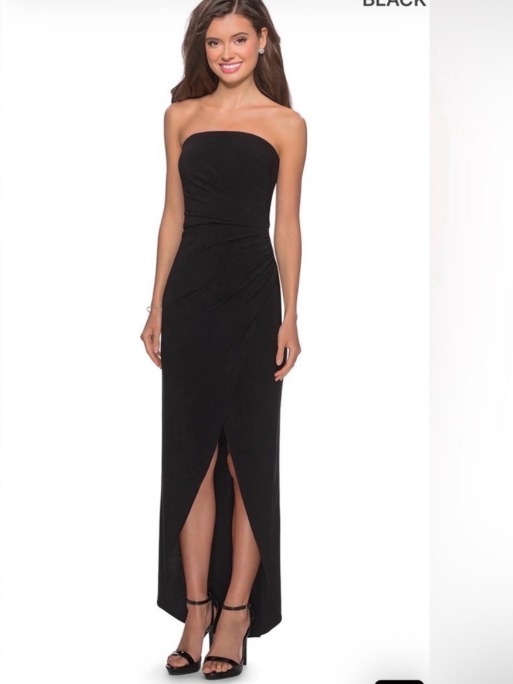 LA FEMME 28204 DRESS Elegant Black Strapless Dress Sz 8